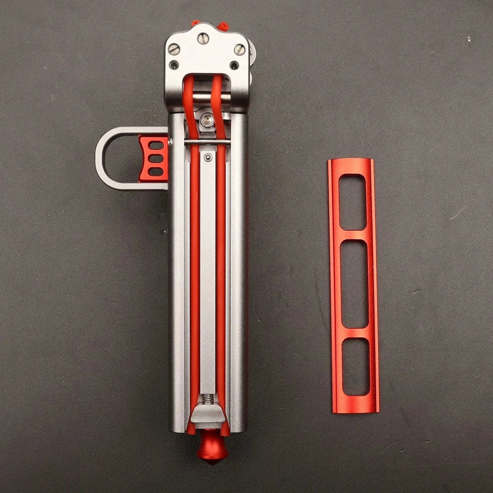 CNC aluminium alloy automatic slingshot frame beside its detachable 17 cm magazine