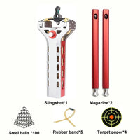 Pro kit automatic slingshot with two magazines, 100 steel balls and five rubber bands