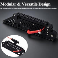 Picatinny rail on the folding slingshot gun for mounting a scope, sight or torch