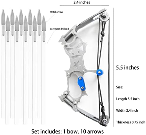 Mini crossbow dimensions: 5.5 inches long, 2.4 inches wide, 0.75 inches thick