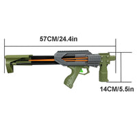 Slingshot rifle dimensions diagram: 57 cm / 24.4 in long by 14 cm / 5.5 in high