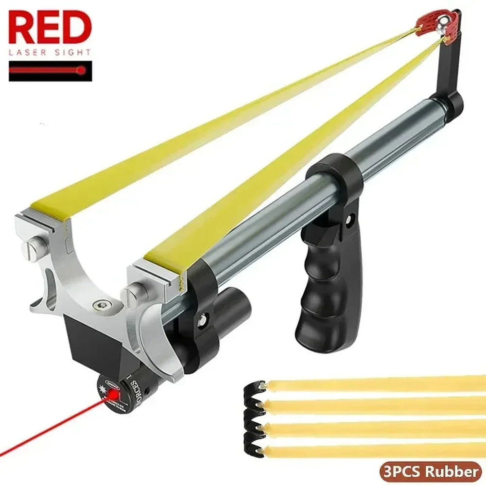 Red laser variant of the telescopic slingshot rifle with three spare bands